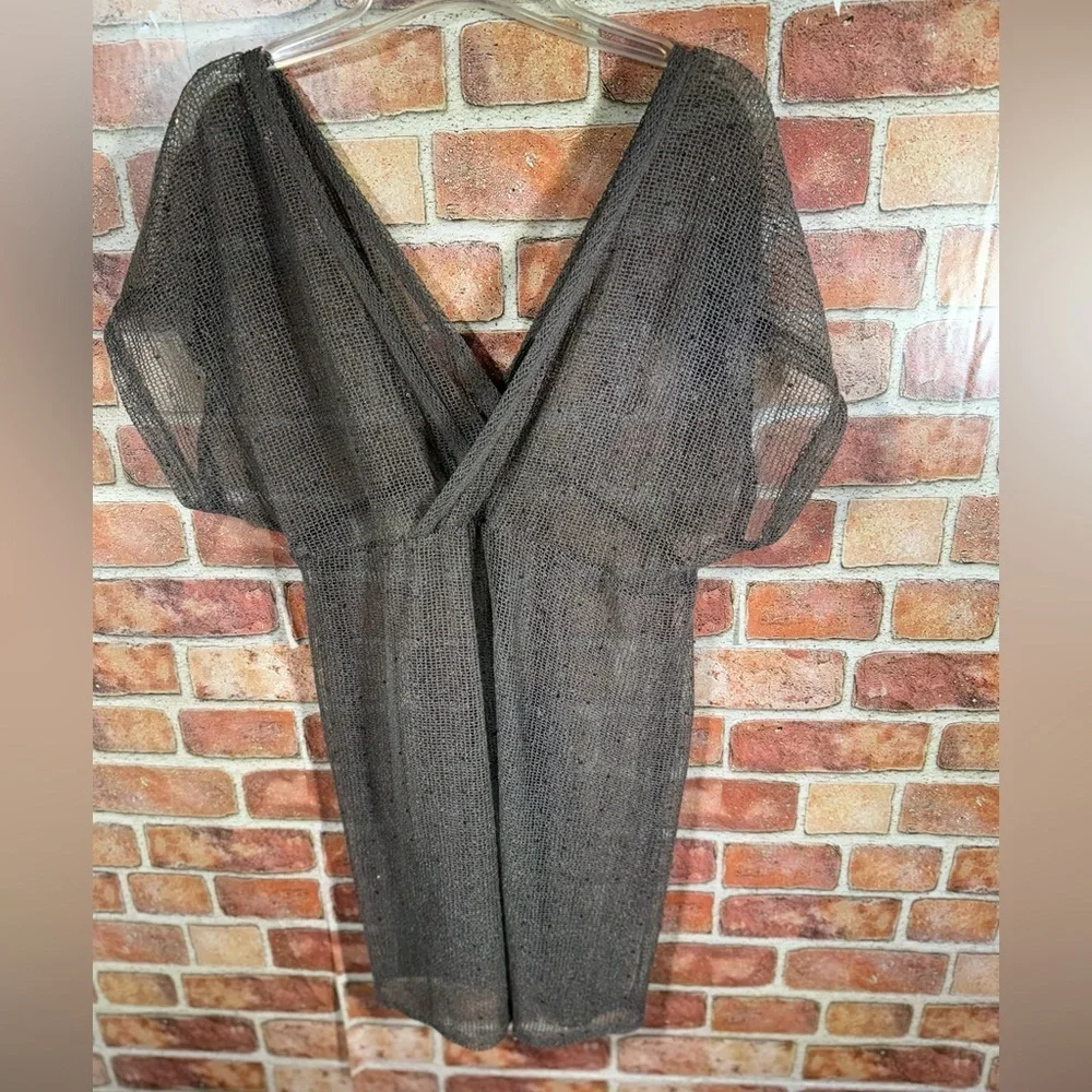 Coastal resort metallic sheer mesh cover up